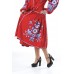 Boho Style Ukrainian Embroidered Dress "Boho Birds Plus" white/blue on red 